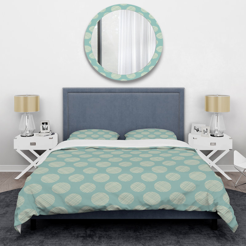 Motif de cercle vert - ensemble de housse de couette abstrait - polyester microfibre