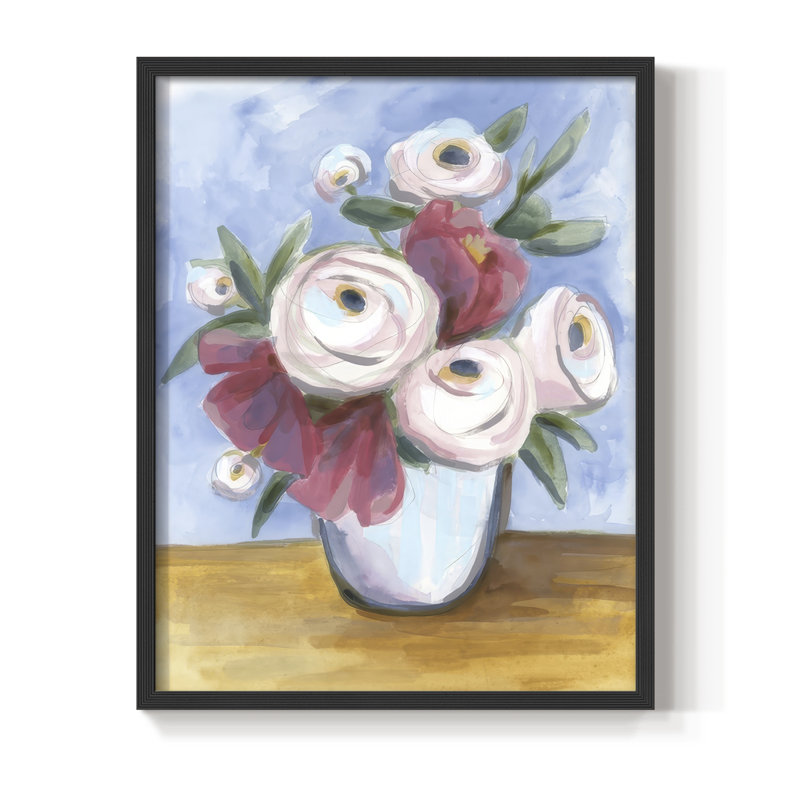 Tea Rose Posey II, reproduction encadrée - bois massif, Noir, noir, noir, noir, H 21 po x l 17 po