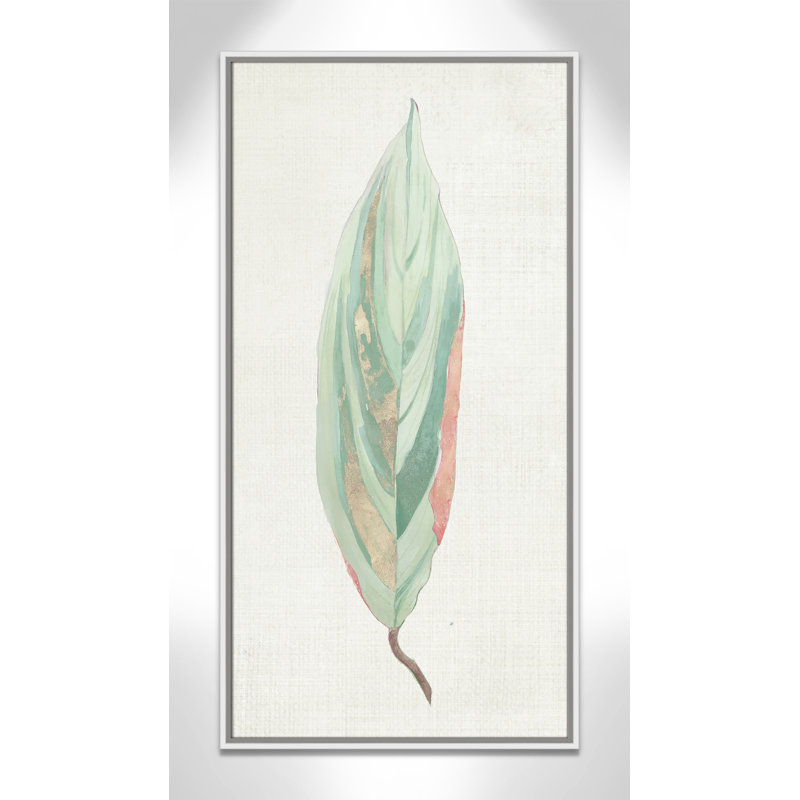 Feuille de gingembre II - reproduction d'art, Toile blanche encadrée, H 41,5 po x l 21,5 po x P 2 po