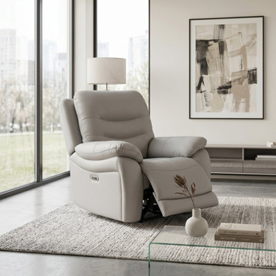 Fauteuil inclinable en cuir vegan gris clair Nova avec lumières DEL Nova