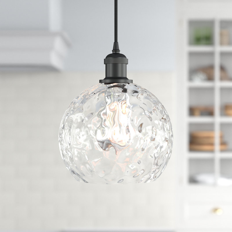 Luminaire suspendu sphère 1 lumière Roxane, Ampoule non incluse, H 10 po x l 8 po x P 8 po, Noir mat