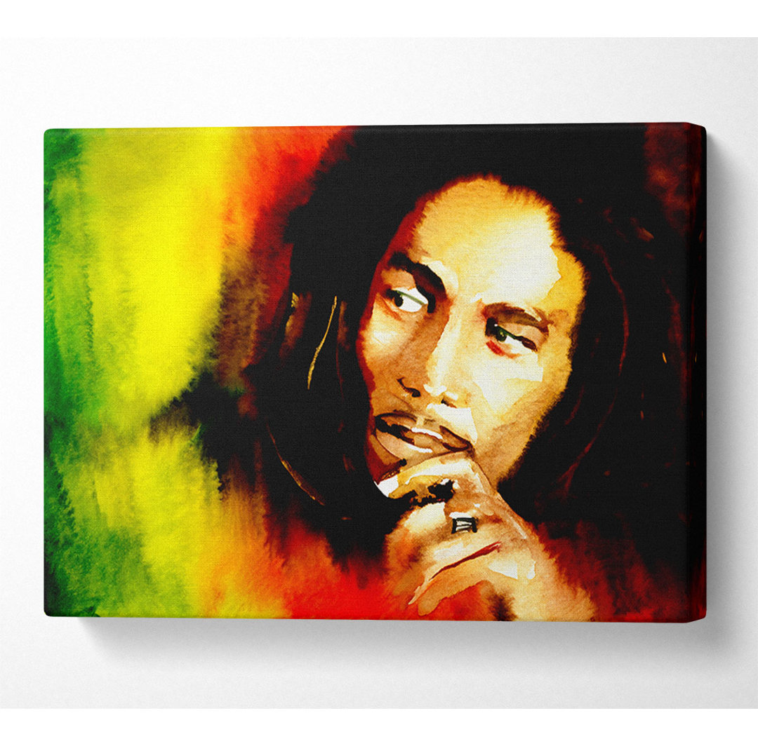 Bob Marley Rot Gelb Grün - Kunstdrucke auf Leinwand