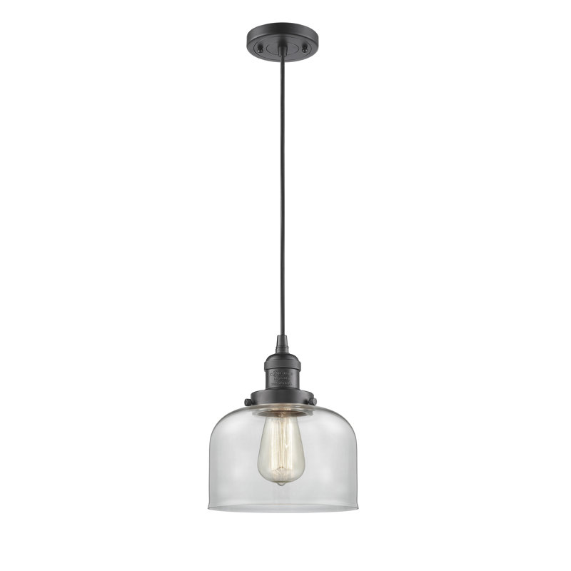 Witherington 1 - Light Single Pendant, Clear, 8.88" H x 7.75" W x 7.75" D, Oil Rubbed Bronze