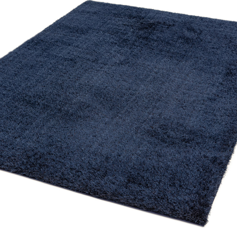 Natonia Shiny Shaggy Blue Area Rug, Rectangle 80 x 150cm