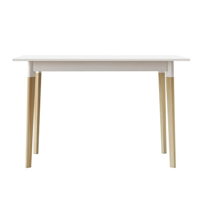 47 Inch Rectangular Kitchen Table, White Modern Dining Table With Legs, Minimalist Aspect, Smooth Top, Coated, Stable And Intriguing Element, Painted, Appealing
