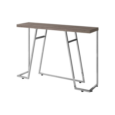 Modern Laminate Accent Table With Chrome Metal Legs For Narrow Entryways And Living Rooms, Perfect For Small Spaces
