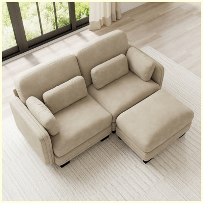 Loveseat Sofa Chenille Upholstered Tufted Couch, Camel for Living Room, Bedroom, Apartment