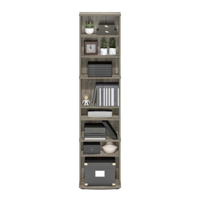 8-Tier Tall Narrow Media Shelf With Adjustable Shelves For Dvds & Cds