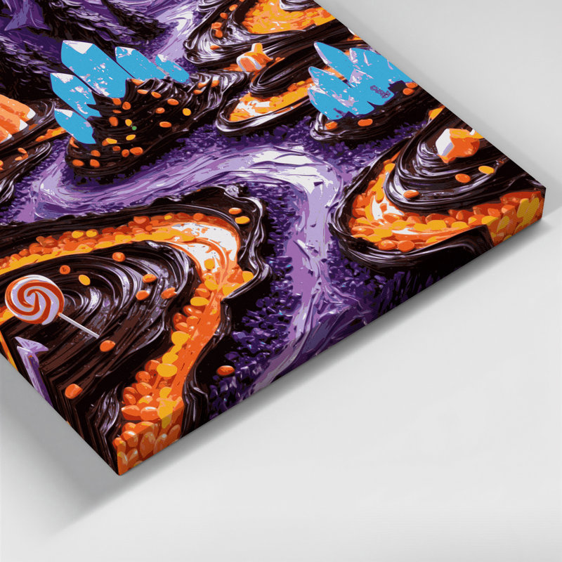 Desserts, bonbons d'Halloween, art mural sur toile brune, H 12 po x l 18 po