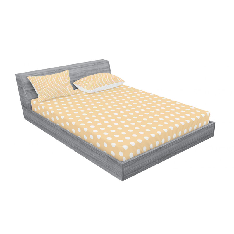 Full Yellow and White Polka Dot Microfiber Sheet Set
