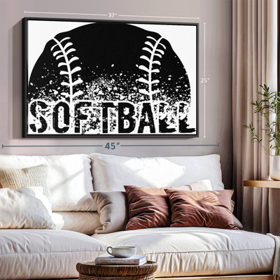 " Black Softball Canvas Print "