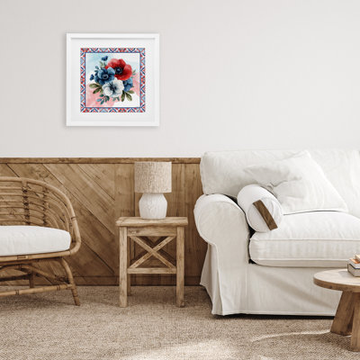 Patriotic Poppies Bundle Framed Print Under Glass, design by Nicole DeCamp