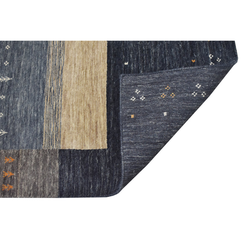 Hand Knotted Wool Area Rug in Black/Gray/Red/Beige, Runner 2'6" x 12'