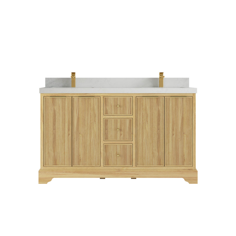 Ensemble de meuble-lavabo double 60 po, Quartz de Carrare