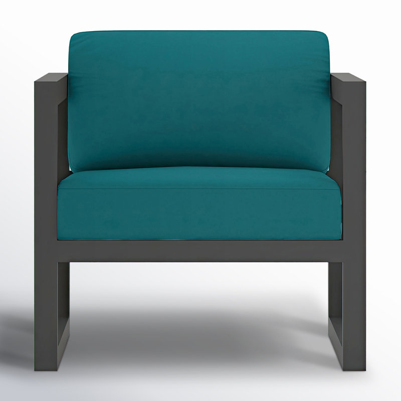 Avion 3 Piece Sofa Loveseat Set, Spectrum Peacock Sunbrella® Plainweave, Slate