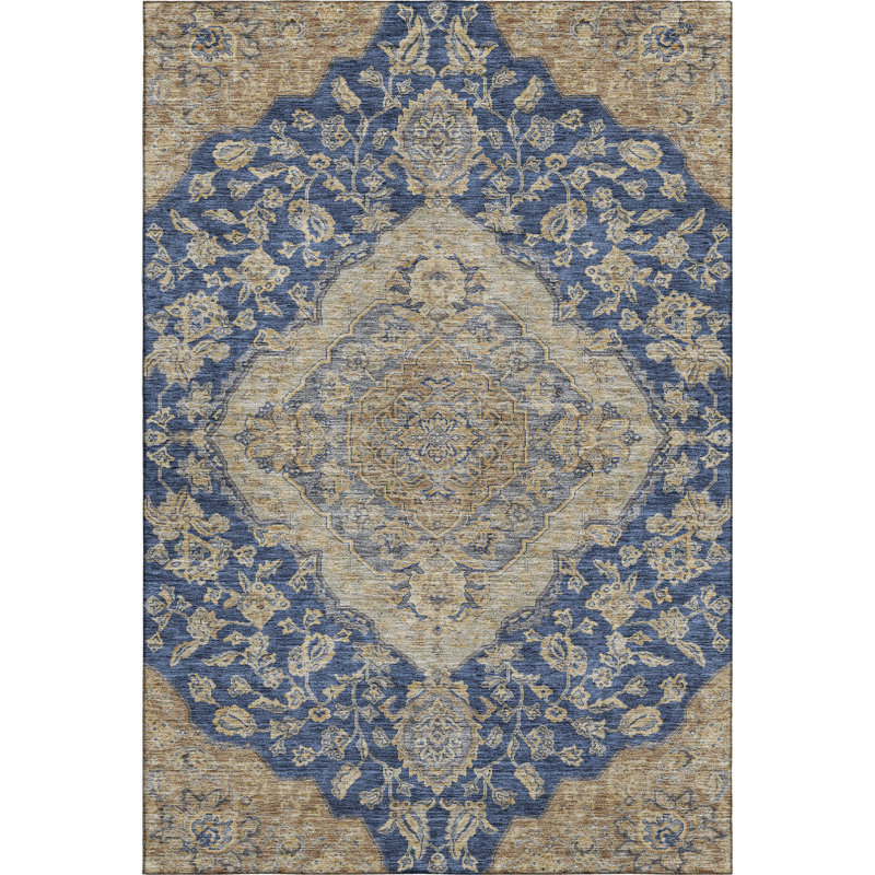 Premium Machine Washable Gurubaksh AMF1151 Global Rug, Rectangle 10 pi x 14 pi