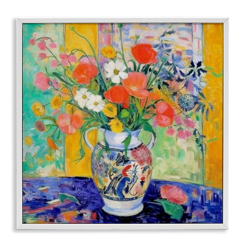  «Bold Bouquet Impression Giclee» par LSR Design Studio, Giclée encadrée blanc bord de mer, H 12 po x l 12 po
