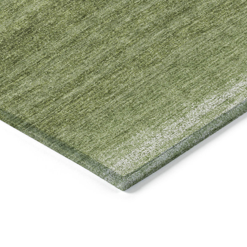 Green Stripe Flat Woven Synthetic 5' x 7' Rug