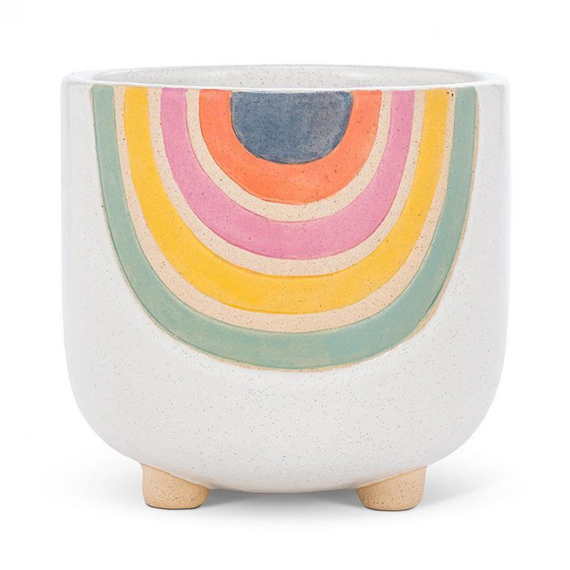 Footed Rainbow Patterned Planter