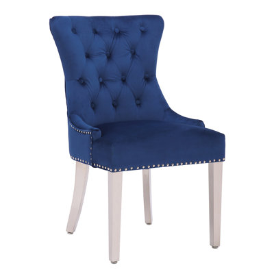 Chaise parsons rembourrée en velours capitonné Deka