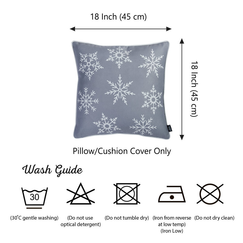 Gray and White Christmas Snowflake Polyester Pillow Covers Set of 4