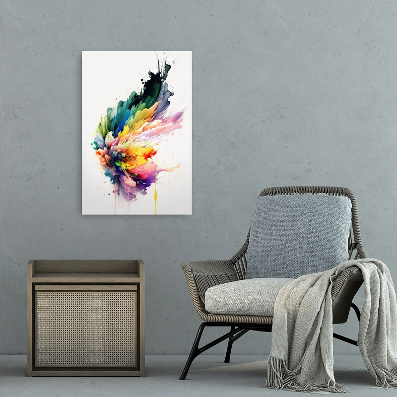 Dynamic Color Explosion Abstract Colorful Modern Landscape Nature Wall Art Print by Mauro - Wrapped Canvas Print