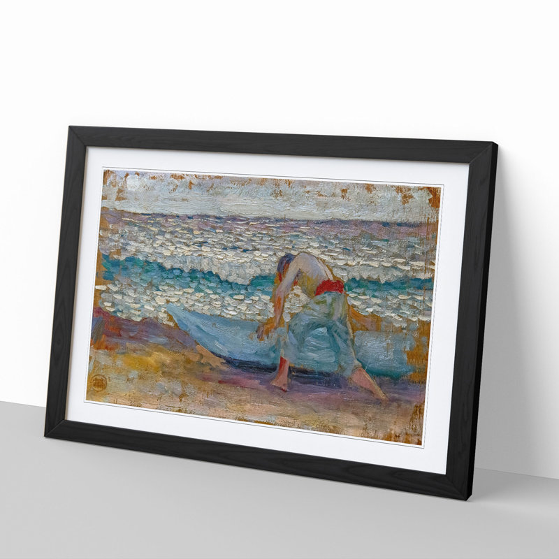 Man with a Boat by Henri-Edmond Cross - Picture Frame Painting, 48cm H x 65cm W x 2cm D, Black Framed