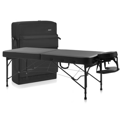 Table de massage portable Halia Pro 302P, structure en aluminium renforcé noir, poids léger, sac à dos inclus