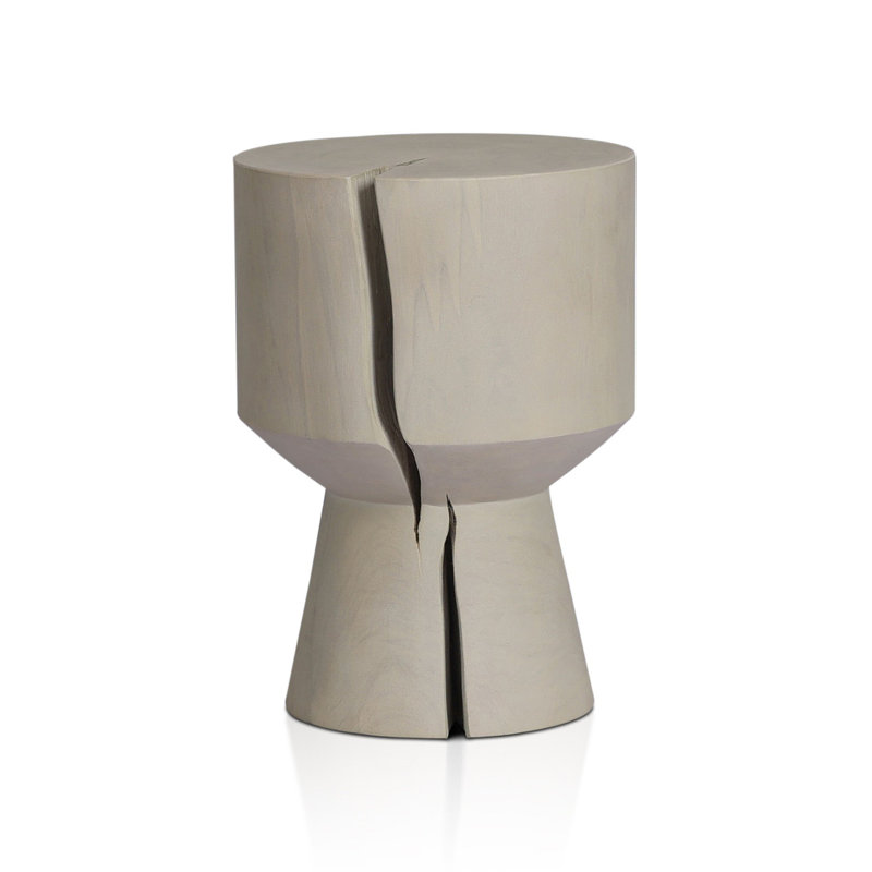 Jovie Outdoor Round Teak Side Table, Ivory Teak