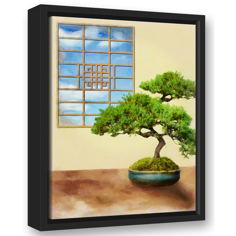 « bonsai tree relaxing spa room », impression, H 16 po x l 12 po, Cadre noir