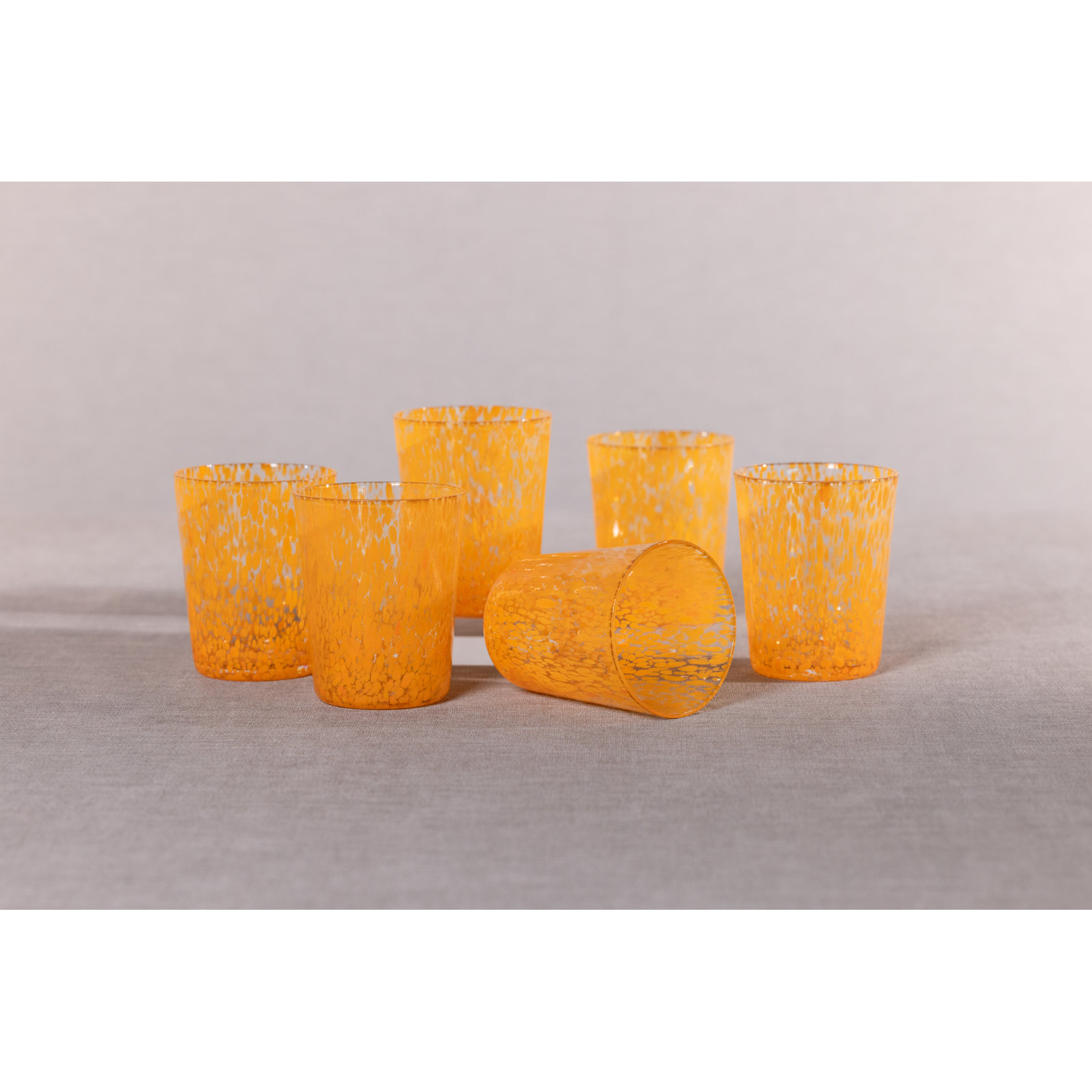 Buck Speckled Glass Tumblers, Set of 6, Orange