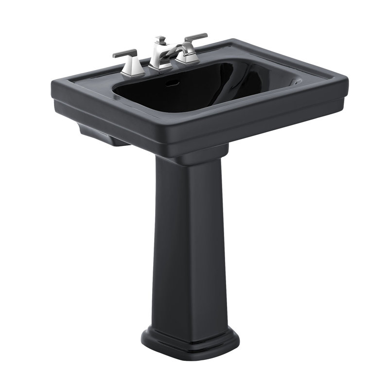 TOTO® Promenade® 27-1/2" x 22-1/4" Rectangular Pedestal Bathroom Sink for 8 inch Center Faucets, Ebony, Ebony, 8" Centers