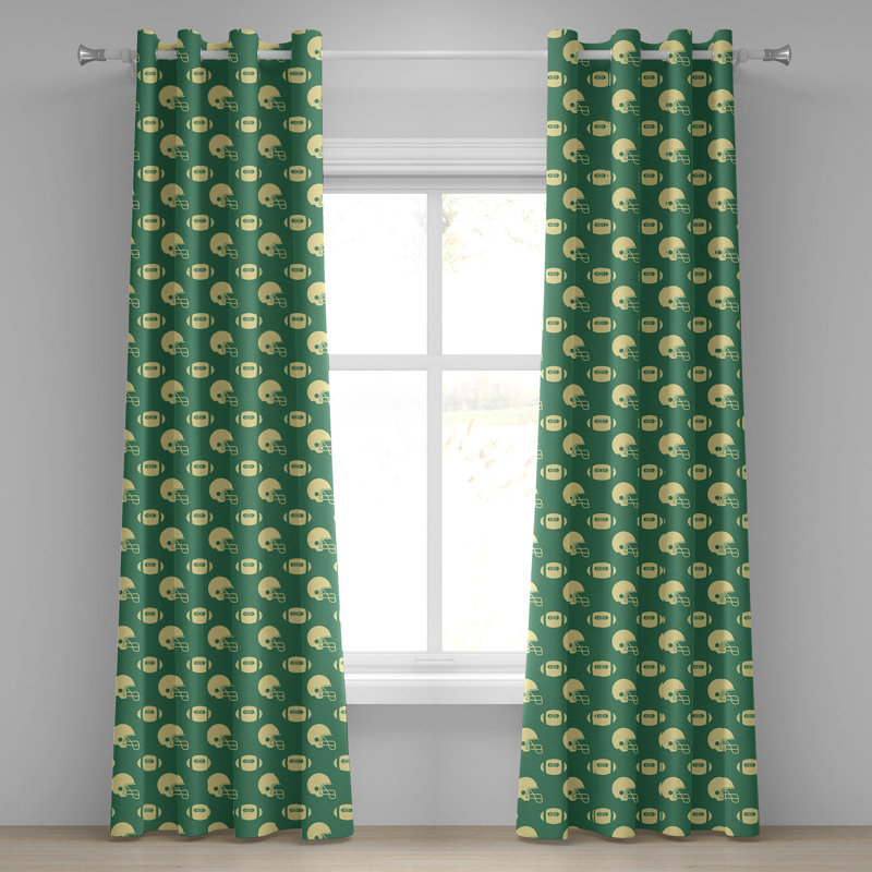 Rideaux de fenêtre décoratifs à 2 panneaux Union Rustic American Football avec œillets, 50 po, vert crème, L 50 po x L 120 po