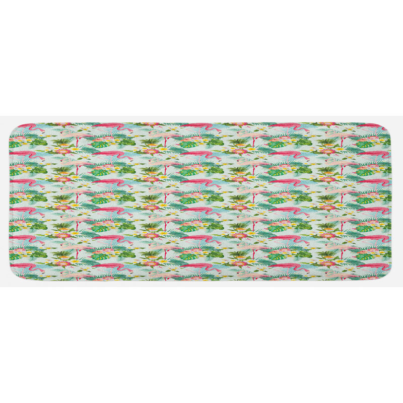 Tapis de cuisine multicolore à feuilles sauvages et fleurs