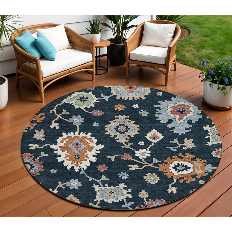 Tapis rond bleu 8 po