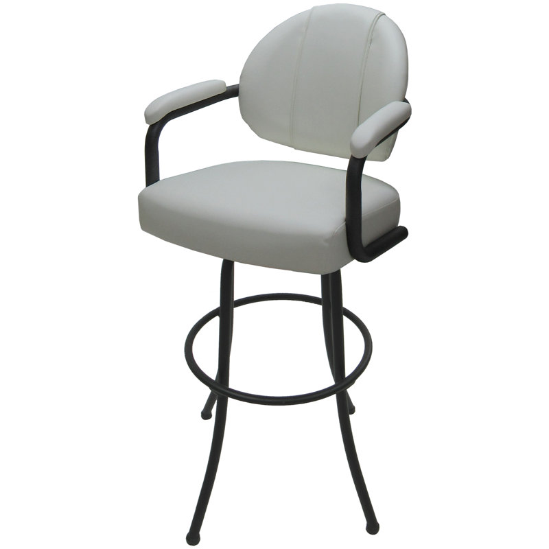 Tabouret Gurtej, Noir, Tabouret de bar (siège d’une hauteur de 30 po), Vinyle gris