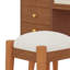 Ensemble de coiffeuse à maquillage en bois rétro avec prise de charge, port USB, tabouret, 3 tiroirs de rangement et 1 tiroir en rotin