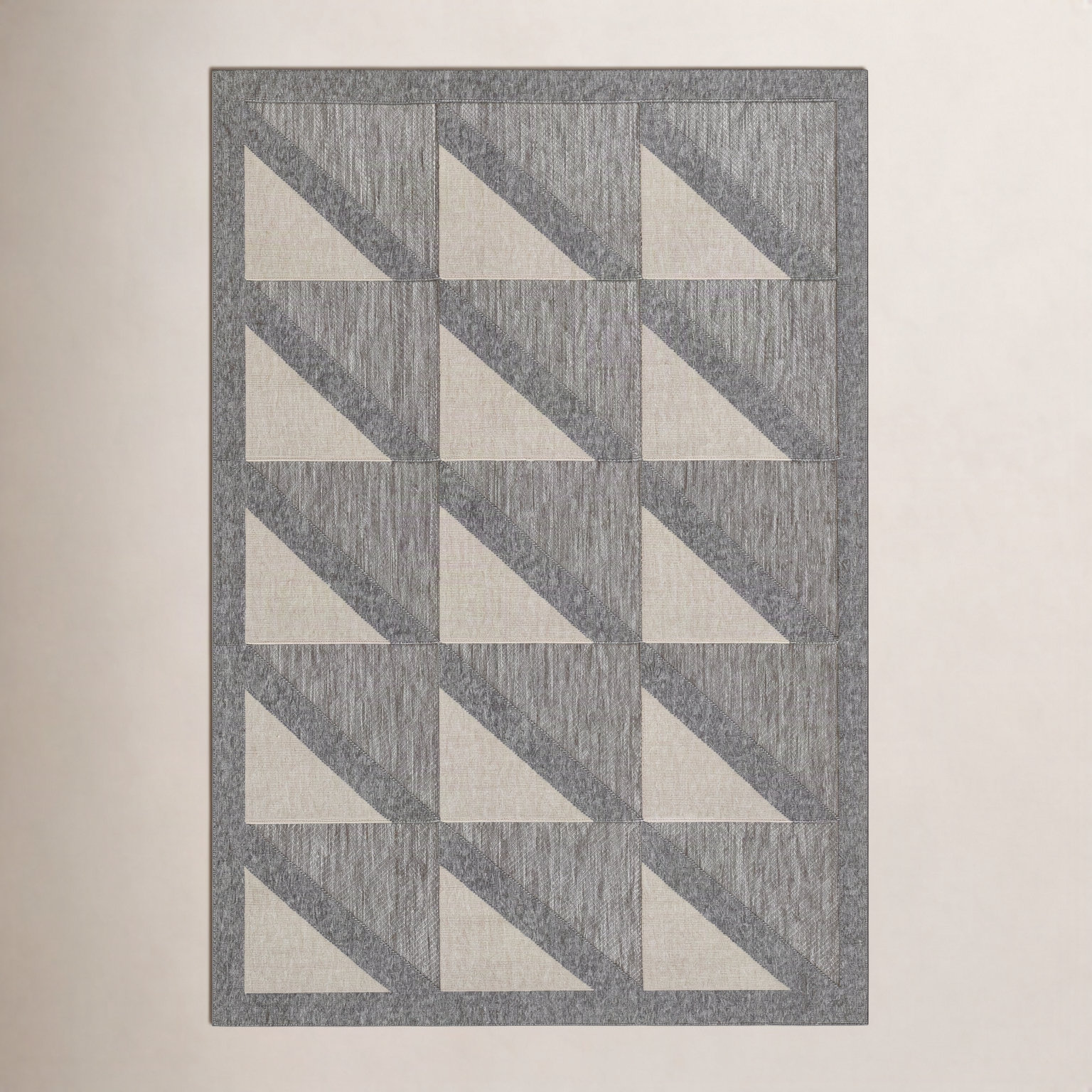 Trula Gray Beige Geometric Outdoor Rug, Rectangle 7'10" x 10'10"