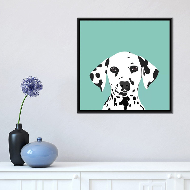 Dalmatien, impression sur toile tendue, H 18 po x l 18 po x P 1,5 po, Toile avec cadre noir, Pas de tapis