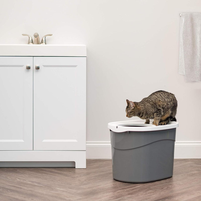 USA Top Entry Cat Litter Box Enclosed With Litter Catching Lid And Scoop Dog Proof Cat Litter Box