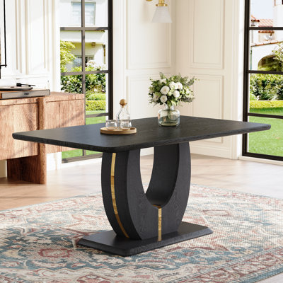 Vesta Modern 63" Rectangular Dining Table Wooden Finish U-Base