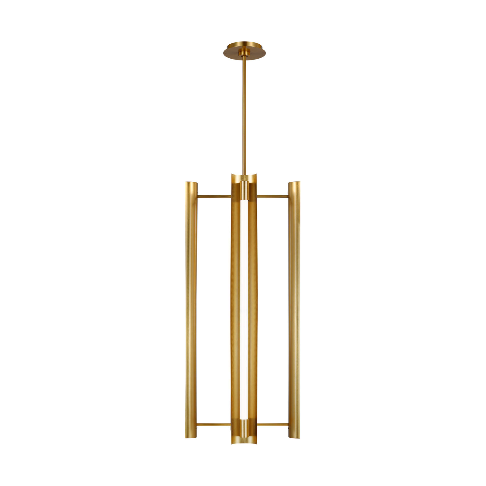 Acrylic Steel Dimmable LED Pendant, 4, Burnished Brass, 36" H x 16.13" W x 16.13" D
