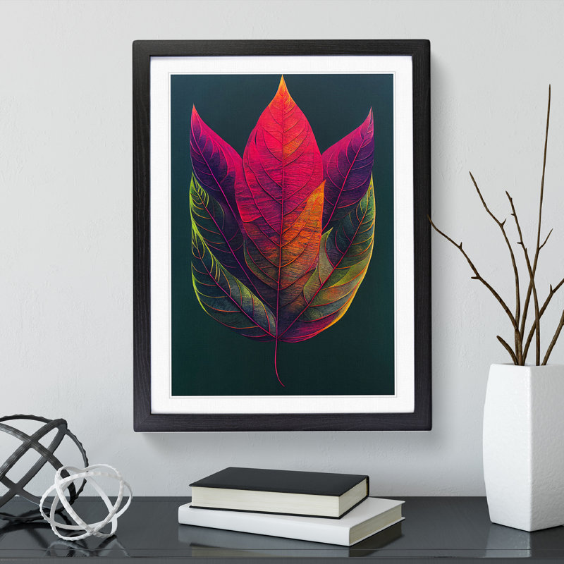 Leaves Painted No.3 - Framed Print, Black, 64cm H x 46cm W x 2cm D