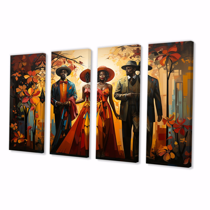 Art mural africain, contes du folklore africain, H 28 po x l 48 po