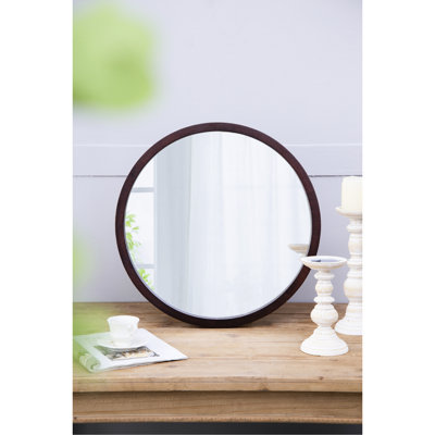 Miroir mural 20 po avec cadre en bois foncé - pour le salon, la salle à manger, le vestibule, la salle de bain, le bureau