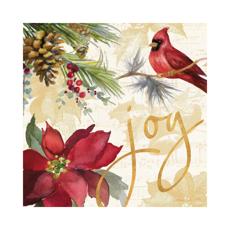 «Christmas Poinsettia I» par Lanie Loreth - peinture sur toile tendue, H 12 po x l 12 po x P 0,75 po