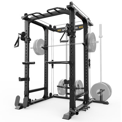 Système croisé FED Fitness Sportsroyals PR1 Smith Machine tout-en-un Capacité de 4000 lb, gymnase complet à domicile