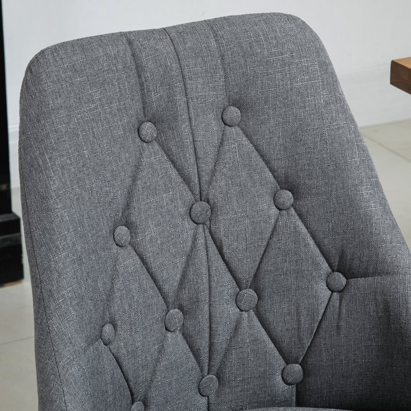 18.75'' H Tufted Linen Upholstered Side Chair, Dark Gray