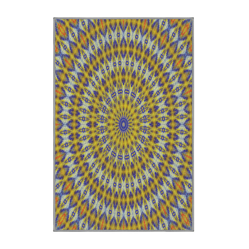 Tapis jaune Ikat, Rectangle 4 pi x 6 pi