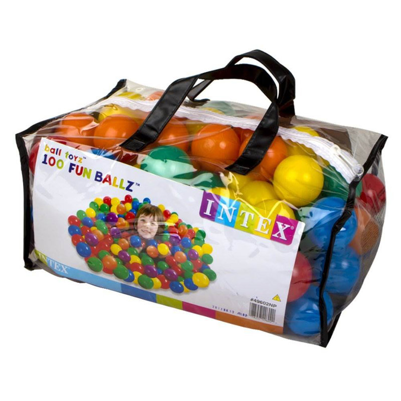 Intex 100-Pack Small Plastic Multi-Colored Fun Ballz for Bounce Houses, 3.12" H x 3.12" W x 3.12" D